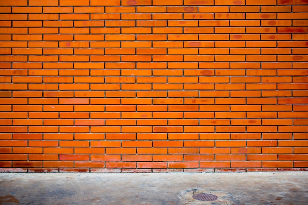 Empty grunge urban street red brick wall texture background