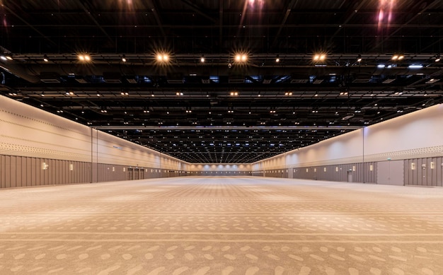 Empty hall exhibition space center Backdrop for exhibition stands and events Tile floor Marketing mock up