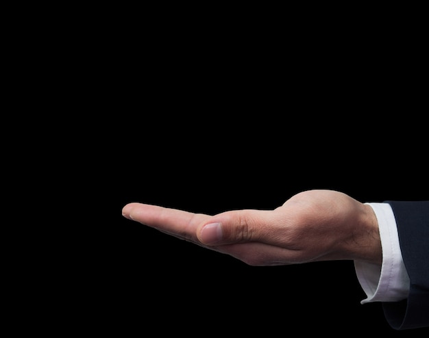 empty hand on black background