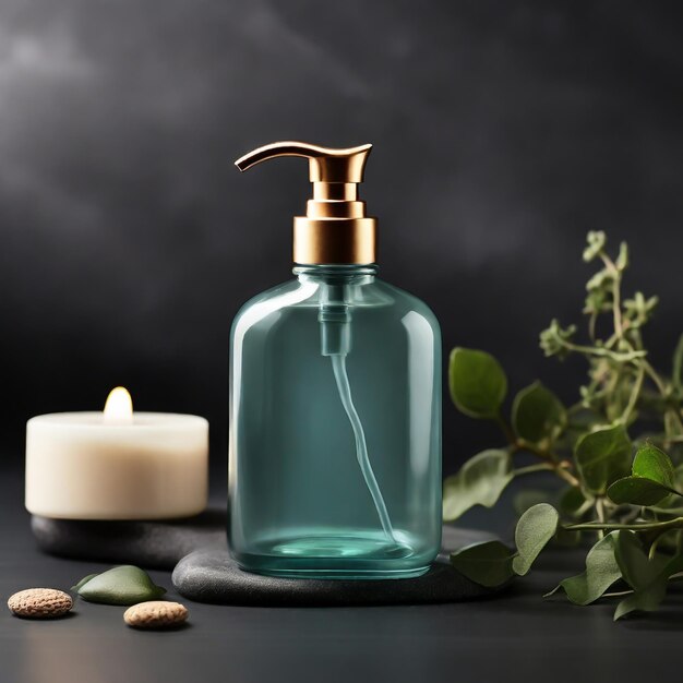 Empty hand soap bottle for Skin care product mockup