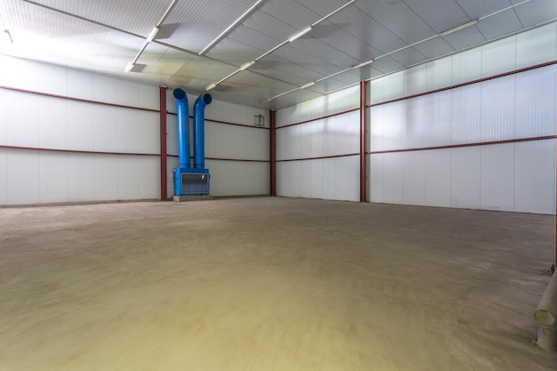 Empty hangar for fruits and vegetables in storage stock\
production warehouse plant industry