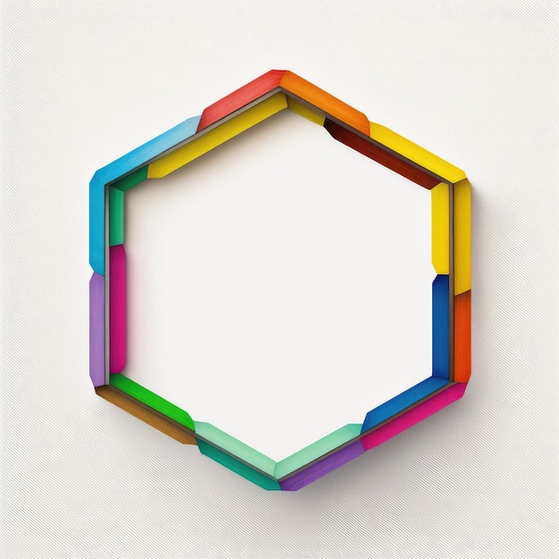 Empty hexagon frame on white background