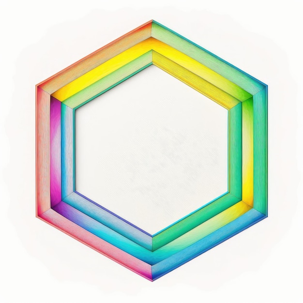 Empty hexagon frame on white background