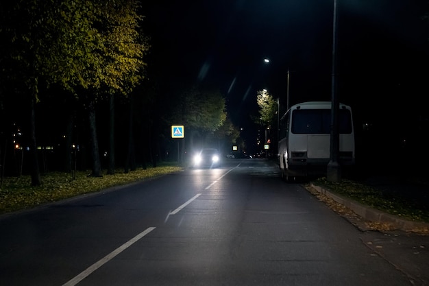 Empty high road at night close up