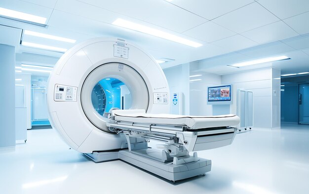 Фото Пустой высокотехнологичный современный медицинский больничный сканер магнитно-резонансной томографии мрт