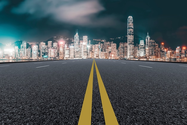 Empty highway with cityscape of China