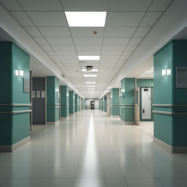 Photo empty hospital hall with white walls medicine