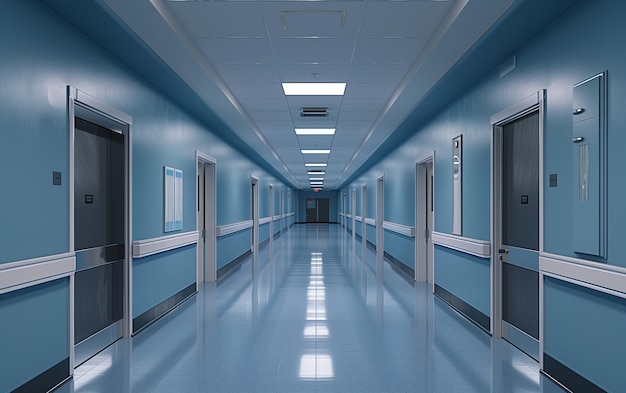 Foto interno vuoto del corridoio dell'ospedale