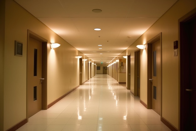 empty hospital hallway night view professional advertising photography