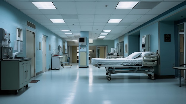 Empty hospital hallway