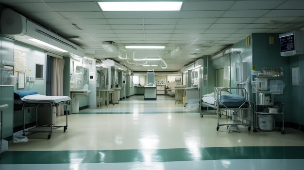 Photo empty hospital hallway