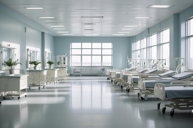 Empty hospital ward designed with medical equipment