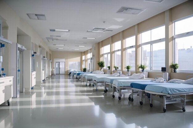 Empty hospital ward designed with medical equipment