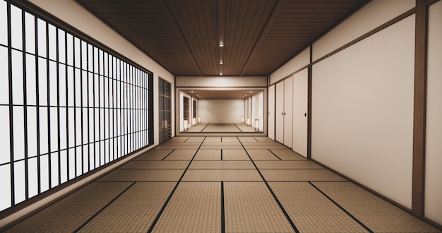 Empty house hall with tatami