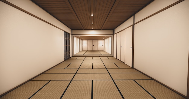 Empty house hall with tatami