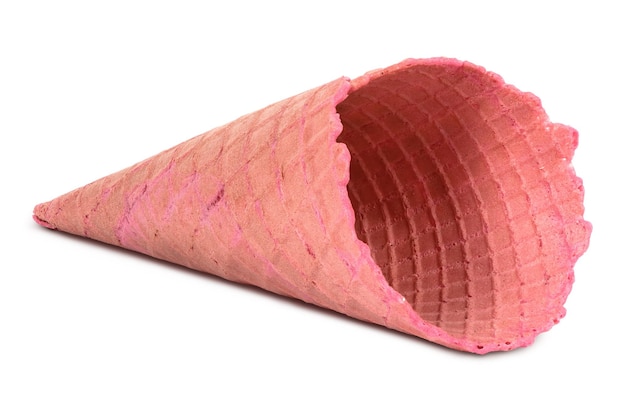 Empty ice cream cone on white background