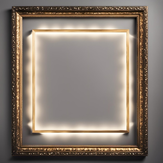 Empty illuminated frame on the wall