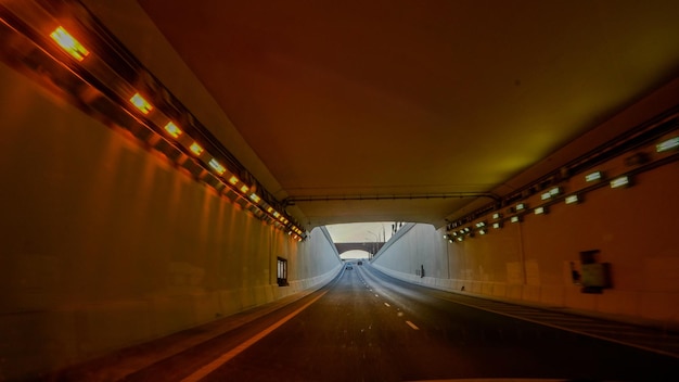 empty illuminated tunnel