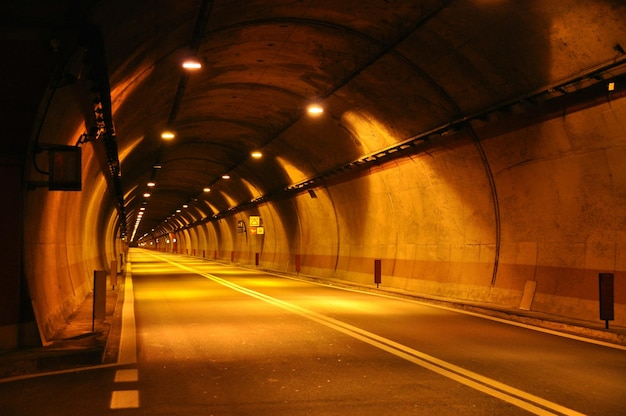 empty illuminated tunnel