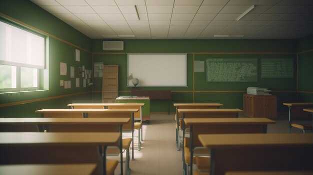 Premium AI Image  illustration of an empty classroom in anime style