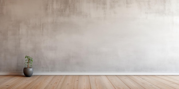 Empty Interior background of room with white gray stucco or concrete wall and natural wood paneling