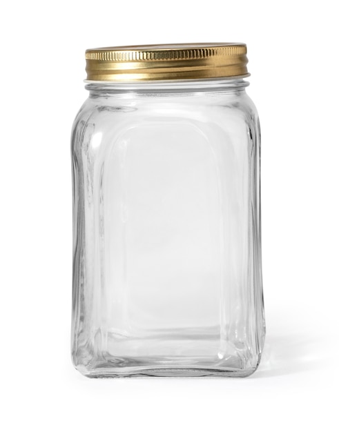 Empty jar isolated on white background with clipping path.