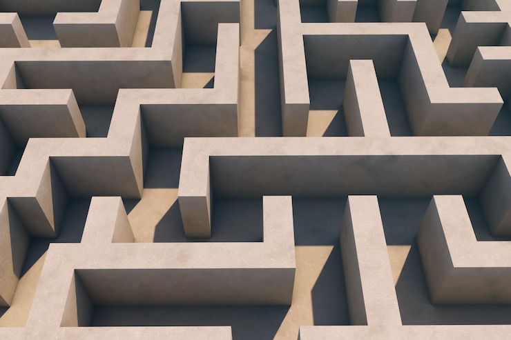 Photo empty labyrinth. aerial view.