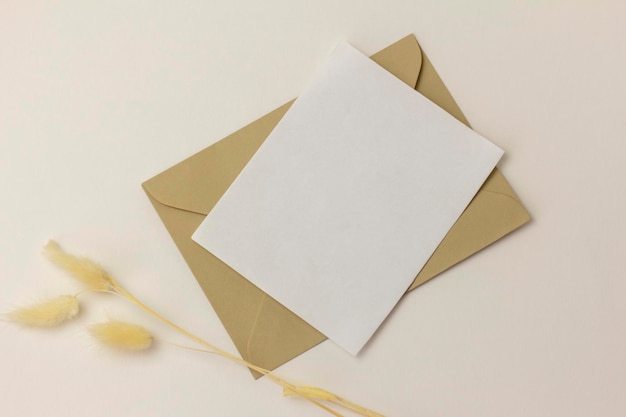 Empty layout of a greeting or invitation card on a light background.