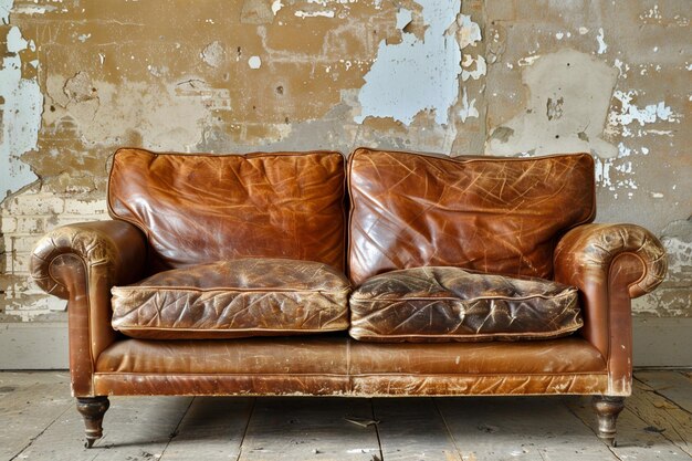 Фото Пустой кожаный диван