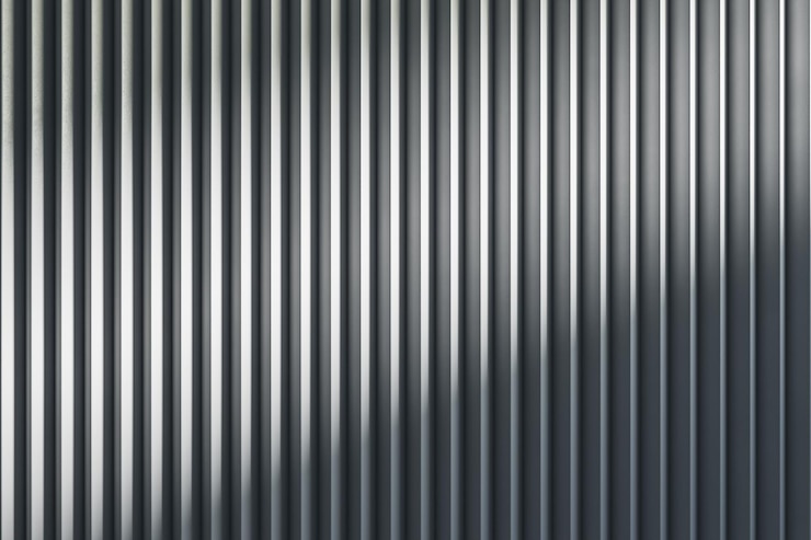 Photo empty light metal linear wall with mock up place gallery concept 3d rendering