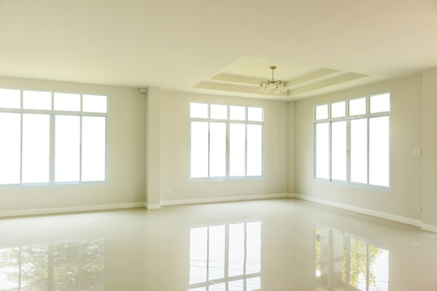 Empty living room interior with isolated window frame