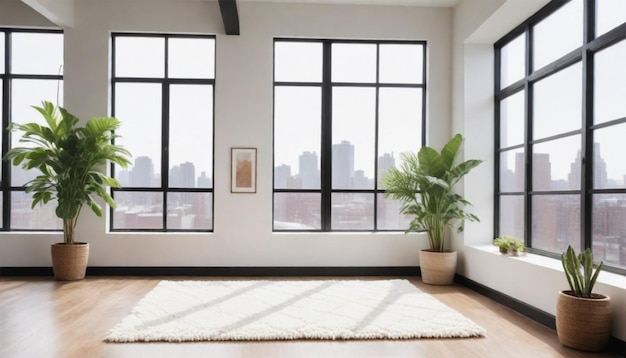Photo an empty loft livingroom penthouse ny madrid london for augmented reality mockup pattern frame