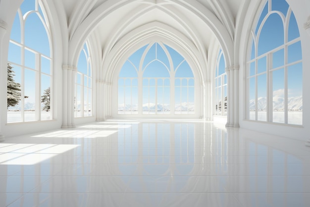 Empty luxury scenes light walls and white floors light and bright white styles generative ai