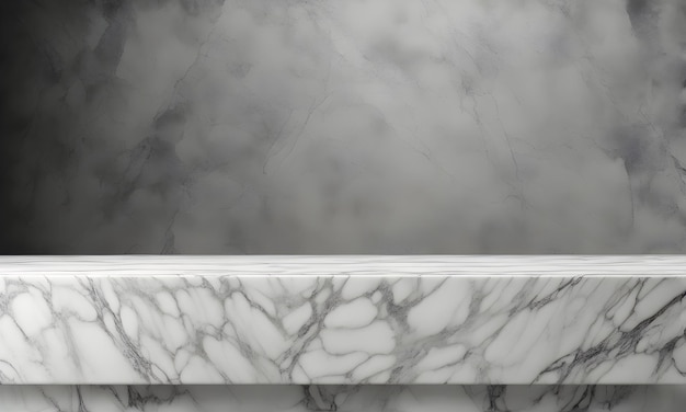 Photo empty marble table dark wall mockup or backdrop for product