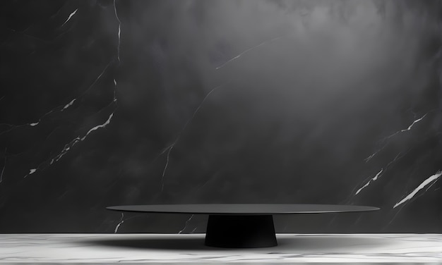空の大理石のテーブルの暗い壁のモックアップまたは製品の背景