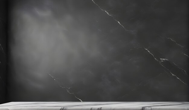 Empty marble table dark wall mockup or backdrop for product