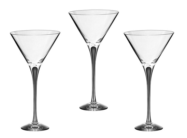 Empty martini glasses isolated on white background