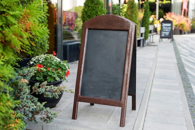 Empty menu board stand restaurant sidewalk chalkboard sign board