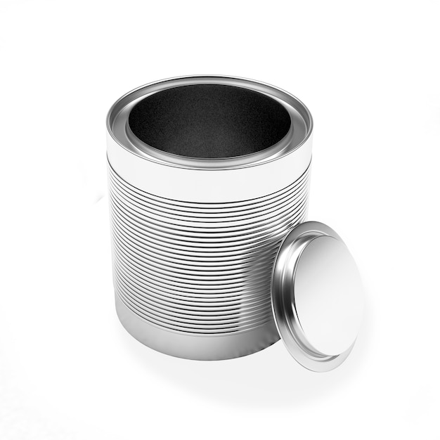 Empty metal can with the lid open