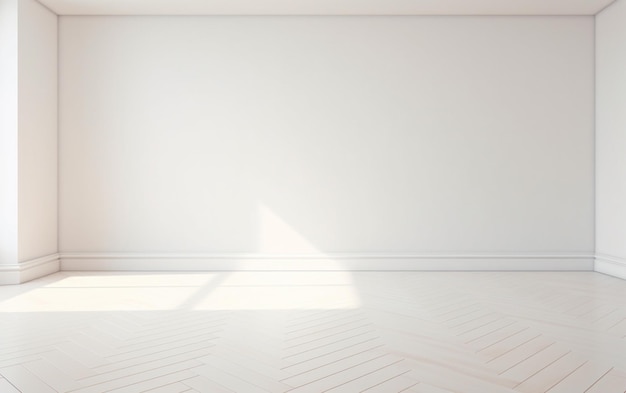 empty minimal room interior design with fishbone flooring