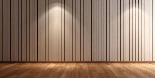 Empty minimalist wooden room interior