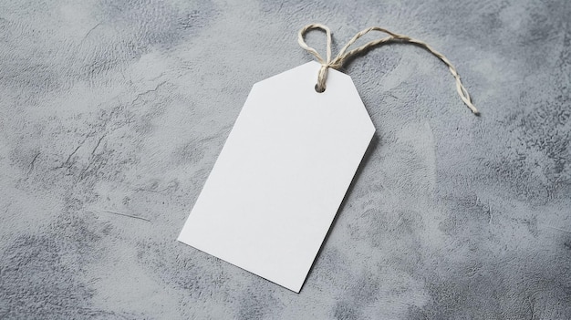 Empty minimalistic product price tag on creative textured background