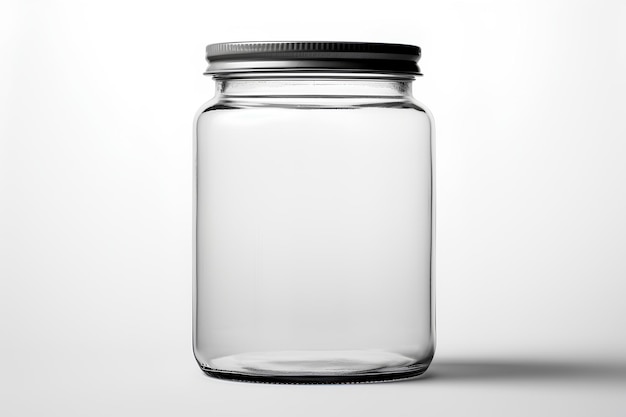 Empty Mockup Glass Jar On White Background With Lid