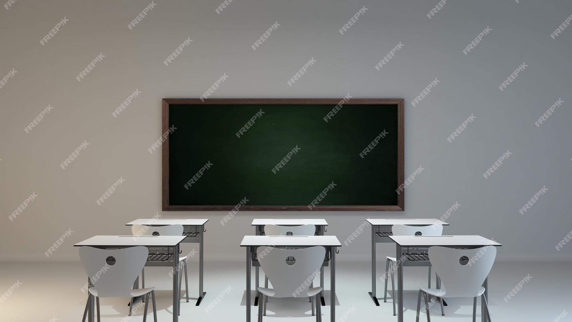 Rendering Classroom Interior Empty Green Board Background Stock Photo by  ©roncivil 383222458