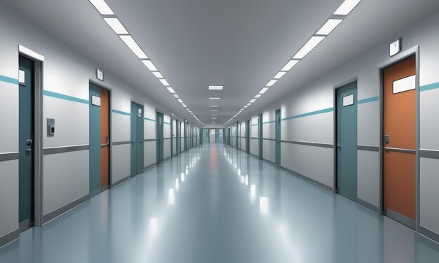 Empty modern hospital corridor