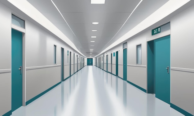 Empty modern hospital corridor