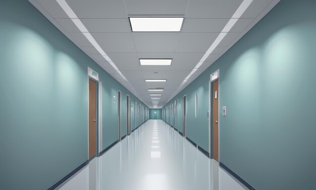 Empty modern hospital corridor