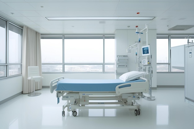 Empty Modern Hospital Room with Medical Equipment