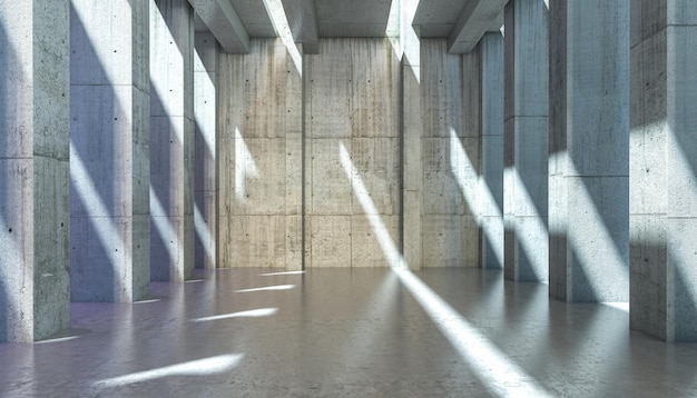 Photo empty modern minimalist interior with light beams