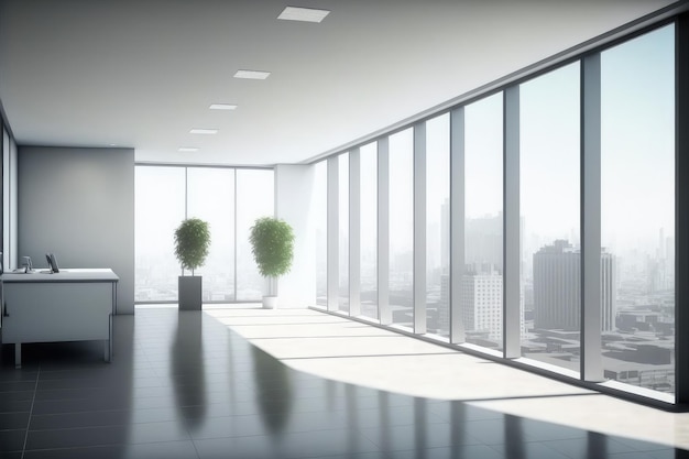 Empty modern office background in city center Workspace interior design